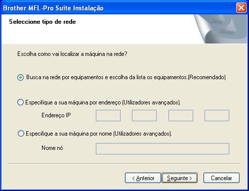 Fase 2 Para utilizadores do cabo de interface de rede (Para 95/98/98SE/Me/NT/2000 Professional/XP) E Quando surgir a janela da Licença do Software Brother, clique em Yes [Sim].