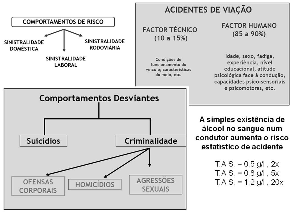 A simples existência de álcool no sangue num condutor aumenta o risco estatístico de acidente T.A.S.