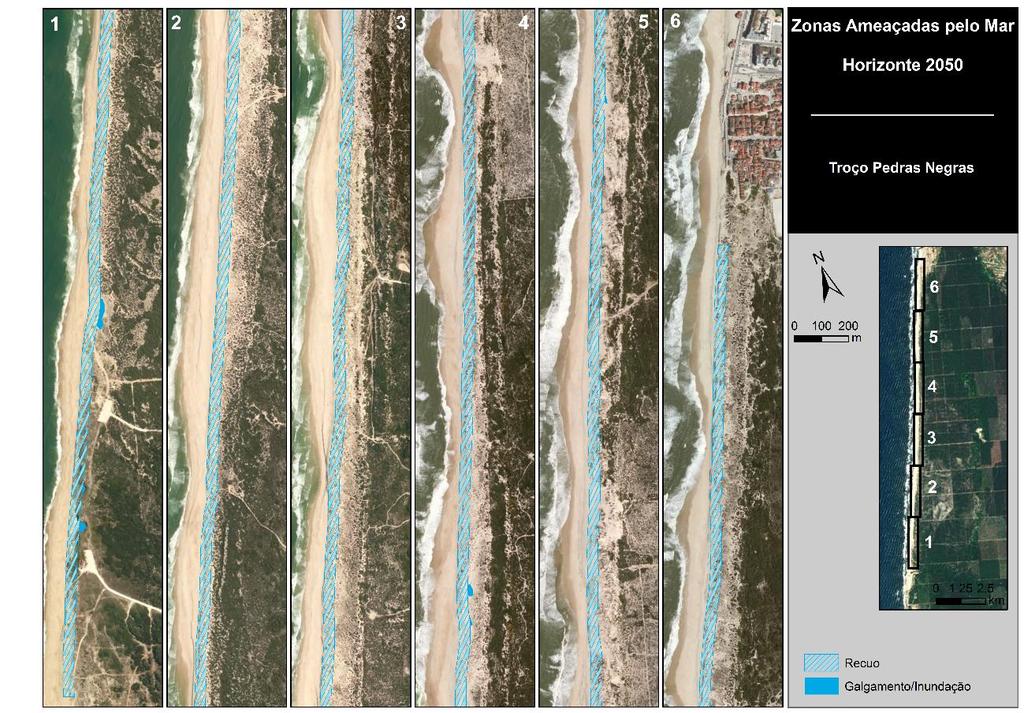 Figura 8. Cartografia das ZAM no troço entre Pedras Negras e a Praia da Vieira para o horizonte temporal 2050. Figura 9.