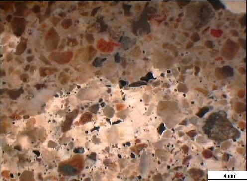 Microscopia Óptica Argamassas fragmento cerâmico Aspecto geral da