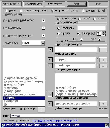 4. RESULADOS O software utilizado como plataforma computacional, para desenvolver os cálculos de regressão ponderada com efeitos espaciais, tem uma