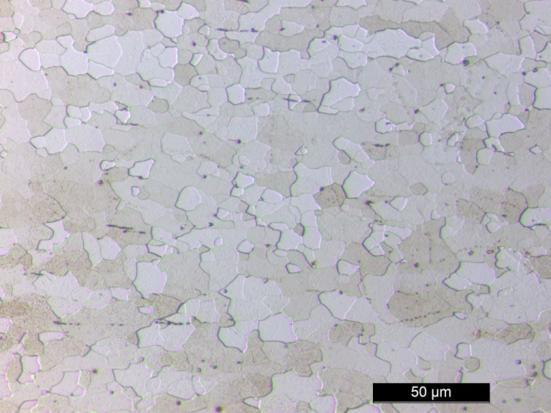 DL As micrografias apresentaram microestruturas basicamente de grãos ferritícos, não constatando presença de outras fases, independente da