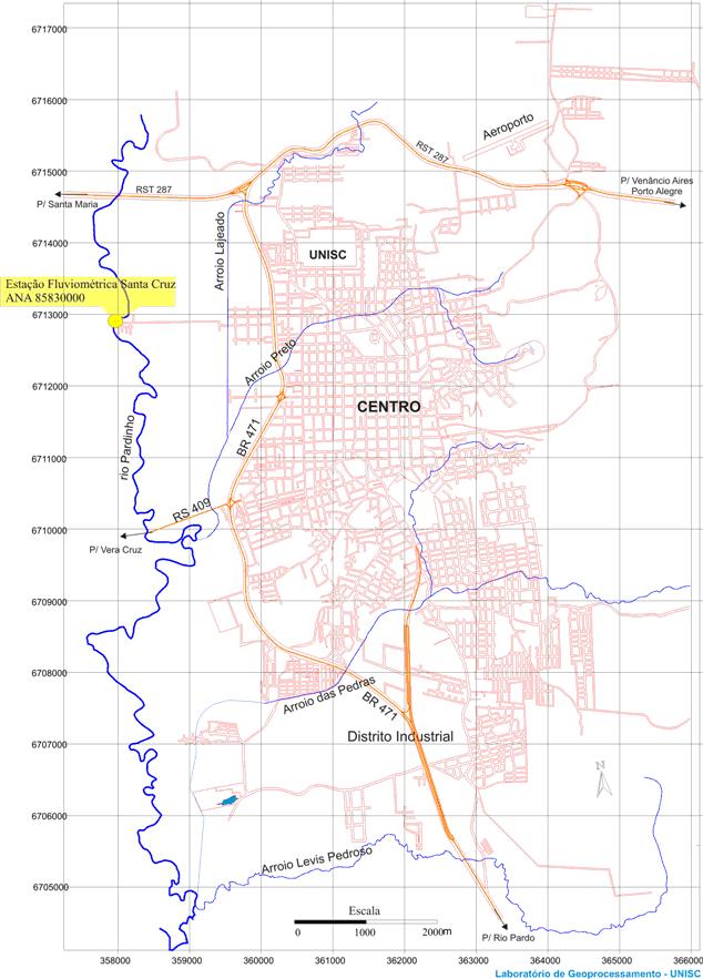 Figura 1 Localização da Estação Fluviométrica Santa Cruz Montante