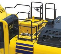 Cabina SpaceCab da Komatsu A cabina ROPS tem um chassis de aço tubular e proporciona alta resistência ao impacto e durabilidade.