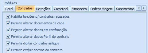 Contas financeiras: Exibir contas bloqueadas. Contas contábeis: Exibir contas bloqueadas. Contratos Contratos.