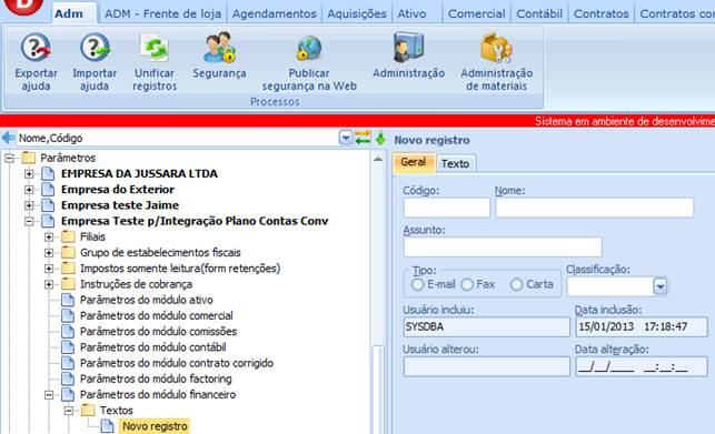 Período emissão de: Data de emissão da tesouraria. Conta: Filtra a conta bancária. Data de efetivação de cheques: Informando esta data o sistema altera a data de vencimento da tesouraria.