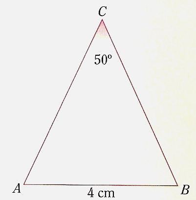 9. Mostra que ( tg ) cos β β + 1 = 1. 10. Na figura está representado um triângulo isósceles [ABC]. Sabe-se que AC = BC e ACB ˆ = 50º. 10.1. Determina AC. Apresenta o resultado arredondado às décimas.