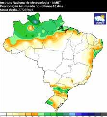 7.1. Análise climática de junho/2016 2 O centro-sul do Brasil apresentou um forte contraste na distribuição da precipitação ao longo de junho período de maturação e início da colheita das culturas de