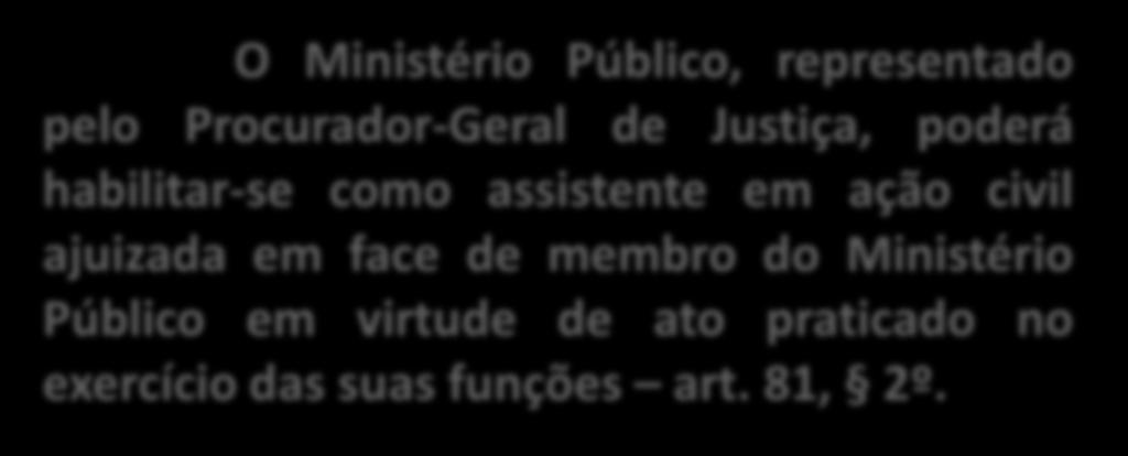 O Ministério Público, representado pelo Procurador-Geral de Justiça, poderá habilitar-se como assistente em ação civil