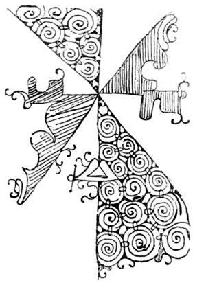 Na pintura facial dos Kadiweu, Lévi-Strauss identificou um tipo de representação desdobrada de dois motivos geométricos bastante complexa, com dois eixos de simetria perpendiculares, um vertical no