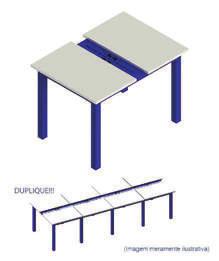 DE Mesa retangular com 02 tampos em MDF de 80x50cm cada,