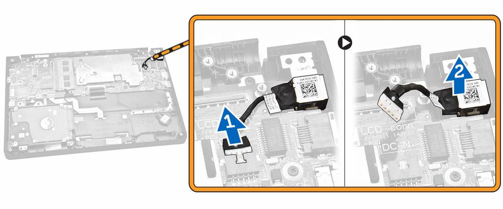 Como instalar a porta do conector de alimentação 1. Insira a porta do conector de energia em seu lugar no computador. 2.