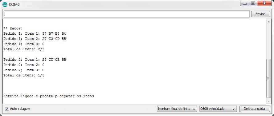 Assim que o segundo pedido é finalizado, é apresentado um resumo dos pedidos na Serial Monitor, conforme Figura 5.