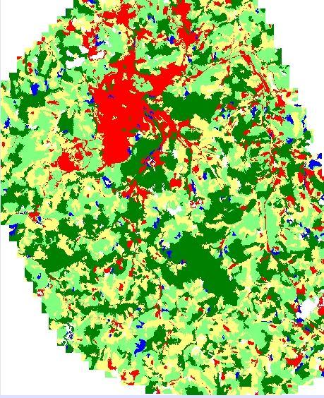 As imagens temáticas geradas pelos algoritmos de classificação são mostradas a seguir.