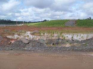 A baixa qualidade do solo vegetal utilizado no recobrimento do terreno, aparentemente irá obrigar a manutenção