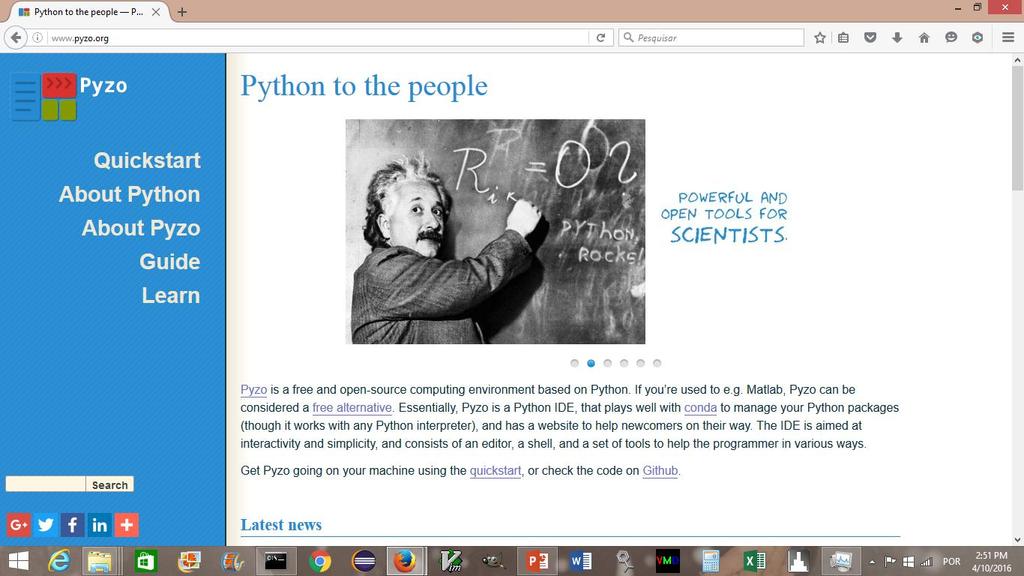 Download do pyzo A partir do pyzo (disponível em http:///), o processo de instalação do Python fica facilitado.