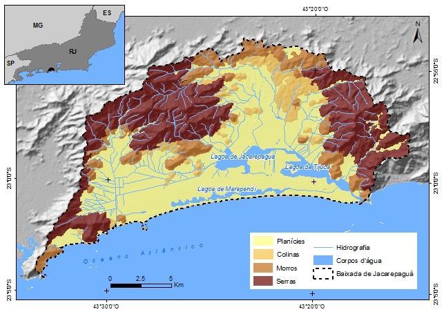 1: Mapa de compartimentação geomorfológica da Baixada de Jacarepaguá realizado - metodologia de análise de