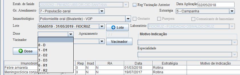 Tela 2: Registro nominal de VOP no SIPNI WEB.