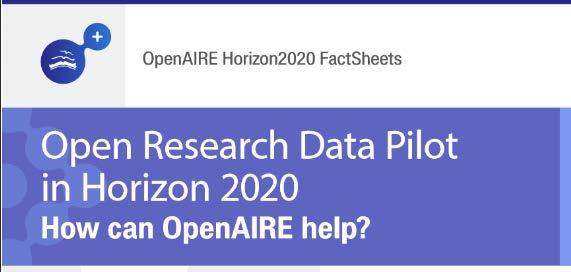 Open Research Data Pilot Informação útil disponibilizada pelo OpenAIRE Open Research Data Pilot: https://www.openaire.