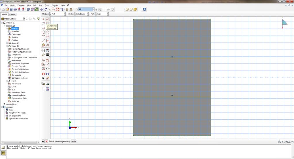 Na caixa de ferramentas, clique em Partition Face: Sketch. Selecione Vertical and on the left e clique na aresta esquerda.