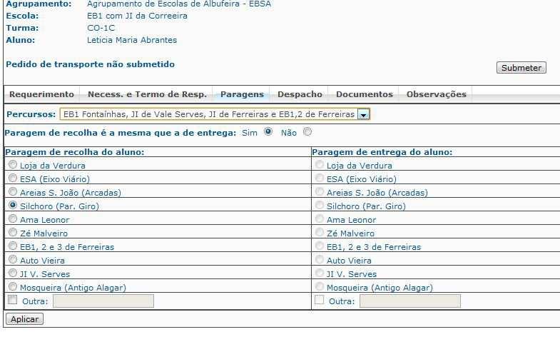 Em Termo de Responsabilidade deve assinalar o compromisso de honra, caso não o faça será impedido de concluir o pedido. De seguida faça gravar para guardar os dados já preenchidos.