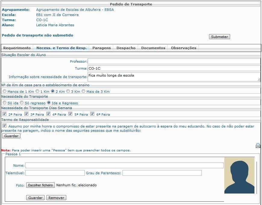 Depois de alterados os dados poderá voltar a submeter o pedido. E o processo será o mesmo que em caso de um pedido novo. 7.1.