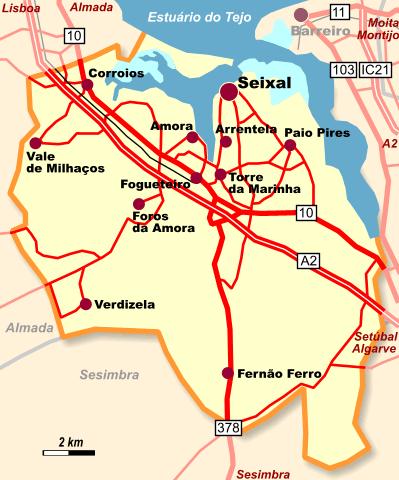 2 LOCALIZAÇÃO DA ÁREA DE ESTUDO O Município do Seixal, com cerca de 94 km2 de superfície, situa-se na Península de Setúbal, uma área que abrange os nove concelhos que formam a Área Metropolitana de