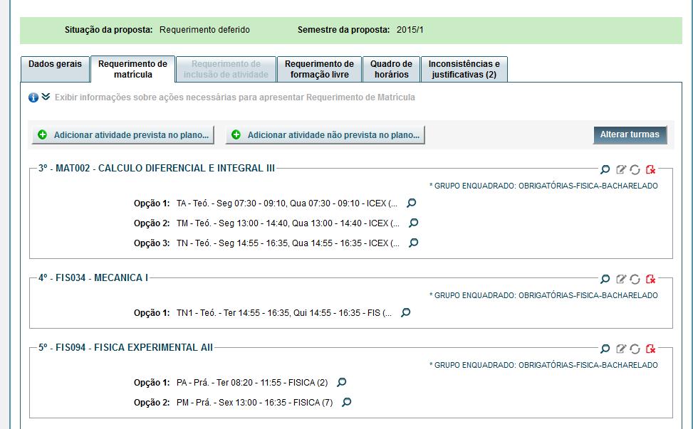 3. Adicionar atividades Para adicionar atividades previstas no Plano de Estudos em semestres