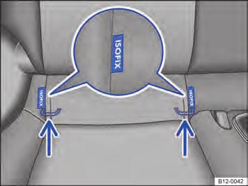 Fixação da cadeira de criança com os pontos de ancoragem inferiores (ISOFIX, LATCH) no início desse capítulo na pági- Observe na 45.