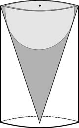 QUESTÃO 10 Um pilão de madeira, apoiado sobre hastes de metal, no formato de um cone circular reto de base com centro em A, foi esculpido por um artesão, conforme a figura.