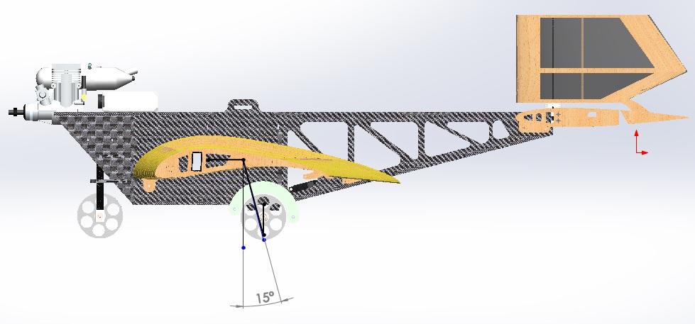 5.4.2 Considerações O posicionamento do trem de pouso deve ser escolhido de forma a facilitar a rotação durante a decolagem. Figura 5.4: Vista lateral do projeto de 2016 [4] Na figura 5.