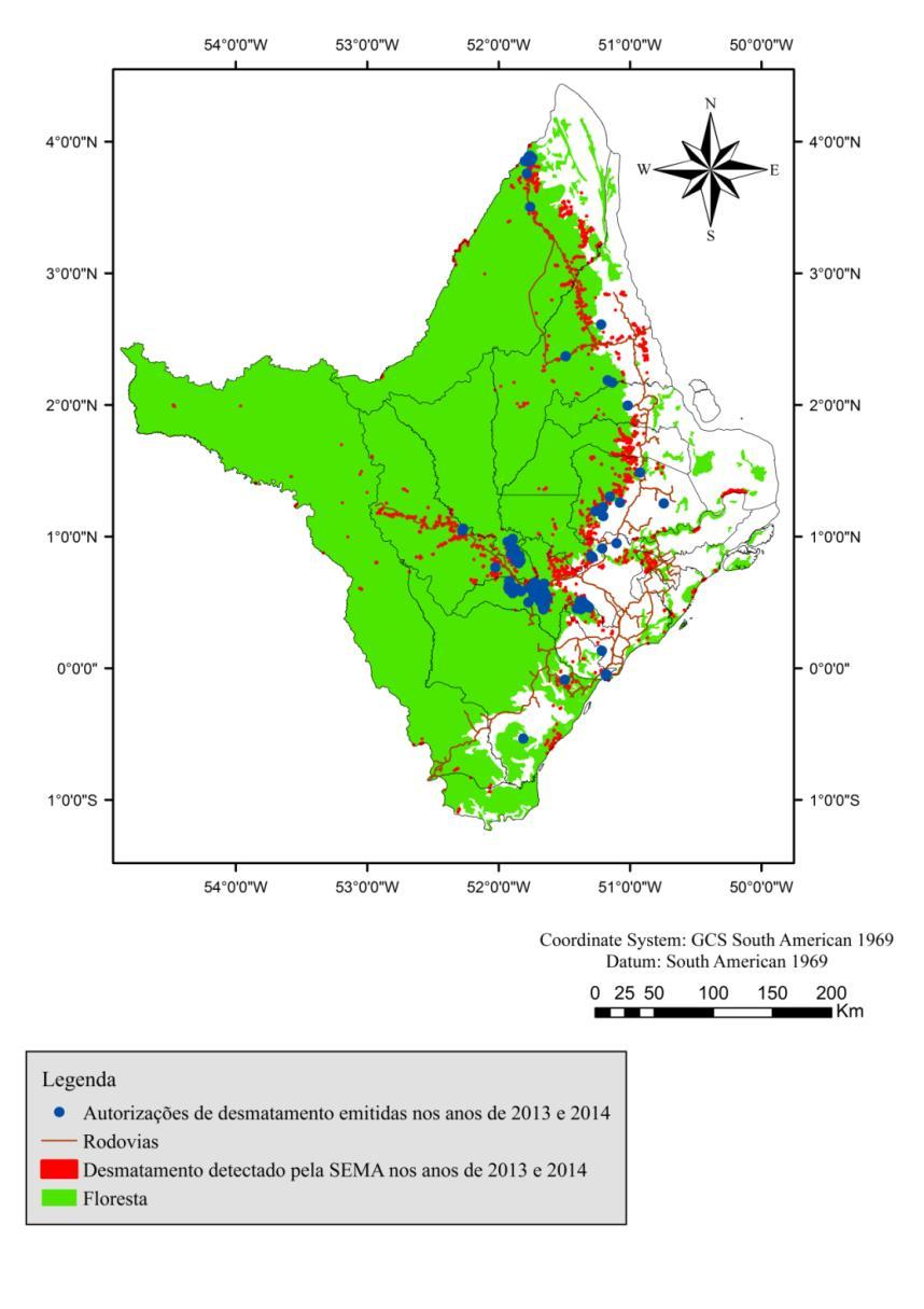 Conforme pode ser observado na Tabela 2 foram emitidas 166 autorizações, das quais 137 estavam hábeis a serem espacialmente localizadas com coordenadas geográficas (correspondendo a 3.