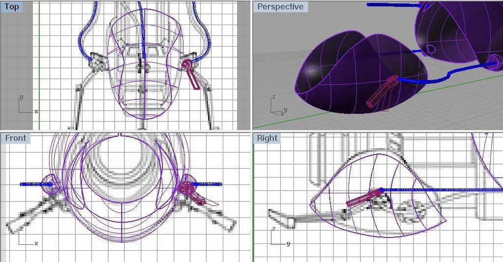 - Na vista Top, com o comando Polyline, construir o formato que virá a dar origem às garras da Portal Gun.