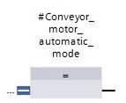 ( Conveyor_motor_automatic_mode (Motor de correia_automático)) Deste modo é determinado, que o parâmetro #Motor da correia_automático seja gravado através deste bloco.