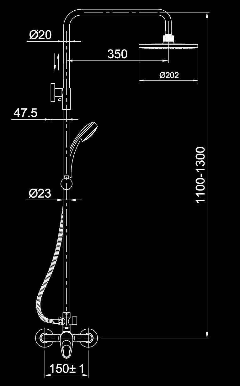 4035 1 9 (1x9) 4096RK 360 Set de Ducha Telescopico Prática Telescopic Shower Set Prática Kit Barre-Douche Télescopique