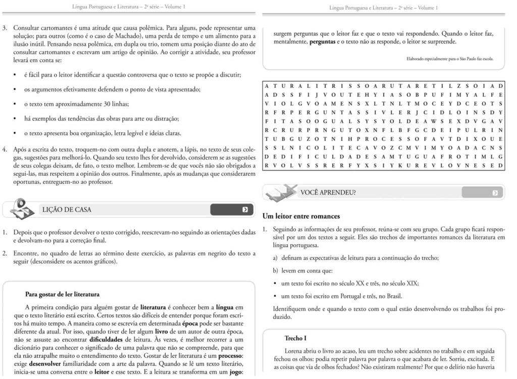 Imagem 50: Atividades sobre estilos de época. Secretaria da Educação do Estado de São Paulo.