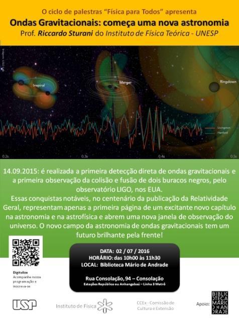 02 / 07 / 2016 ONDAS GRAVITACIONAIS : COMEÇA UMA NOVA ASTRONOMIA 14.09.