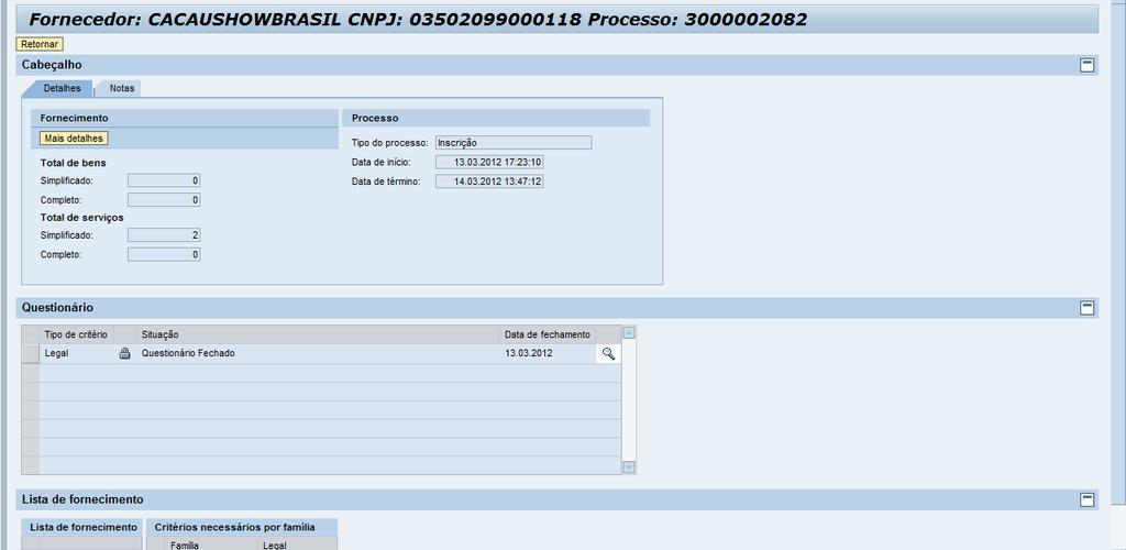 Na sequência, será possível visualizar com mais detalhes o processo selecionado na tela anterior.