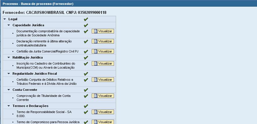 A tela seguinte mostrará o questionário de um determinado critério (conforme selecionado na tela anterior) com sua lista de indicadores e requisitos relacionados.