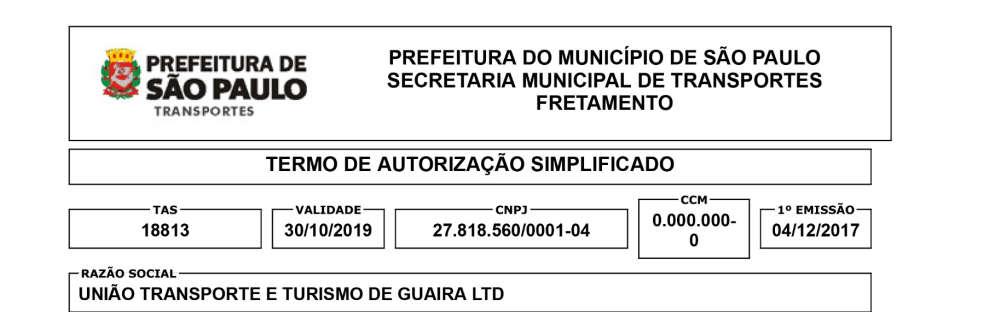 SPTrans São Paulo Transportes S/A Secretaria Municipal de Mobilidade e Transportes de São Paulo - SP União Transporte e Turismo Ltda.