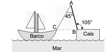 6) Um barco está preso por uma corda (AC) ao cais, por meio de um mastro (AB) de