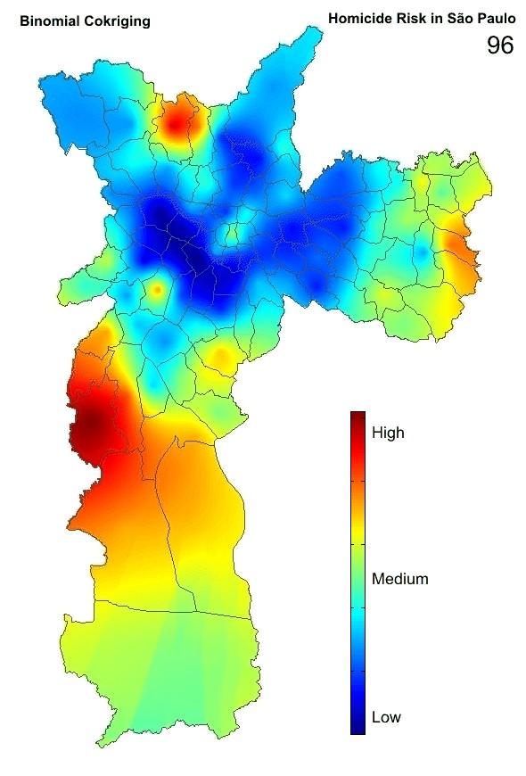 Territórios Digitais: Das Superfícies de Tendência ao Risco Modelo: Modelo A Taxa em cada área é vista como um ruído do verdadeiro sinal, que seria então o Risco de Homicídio em áreas não amostradas,