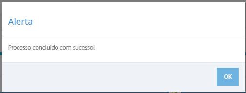 alerta se o processo foi concluído com sucesso.