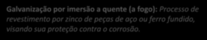 Evitando a Corrosão Galvanização por imersão a quente (a fogo): Processo