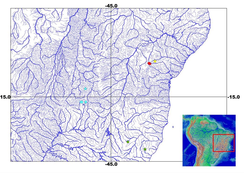327 FIGURA 18. Mapa parcial do leste do Brasil mostrando a distribuição de Astyanax epiagos, A.