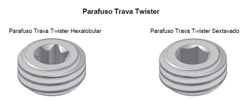 O Parafuso Trava Twister Hexalobular ou Sextavado permite a fixação da Haste Twister em todos os tipos de parafusos pediculares Twister: monoaxial, PP monoaxial, poliaxial, PP poliaxial,