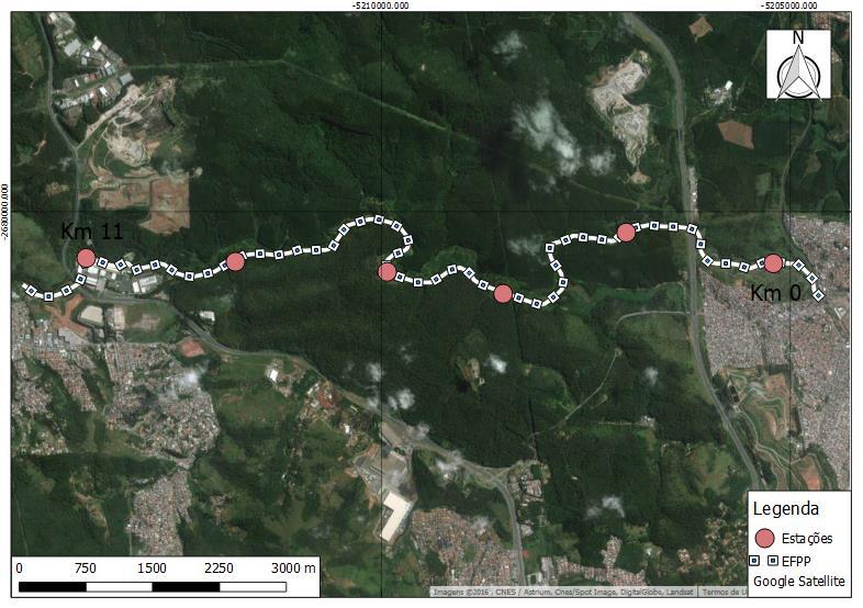 Figura 16: Localização das Estações ao Longo da EFPP. Fonte: (Autores, 2016).