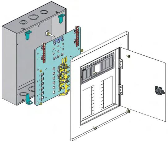 INSTRUÇÕS PR MONTM OS QUROS QTN II - UL INSTRUÇÕS PR MONTM - UL º - Utilizar a placa de montagem () com as dobras de reforço de altura; viradas para baixo e os engates para disjuntores UL para cima