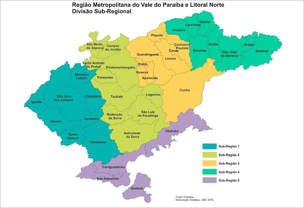 Algumas regiões ainda estão divididas em sub-regiões.