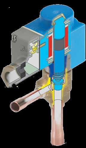 Disponíveis com caixa de terminais, cabo ou AMP O conjunto do orifício é intercambiável Válvula de expansão e válvula solenoide Disponível com conexões de solda ODF ou solda simples (AKV 15